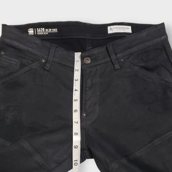 G-Star Raw 5620 3D Zip Knee Super Slim Jeans Black Sz 32x32 Grunge Goth Moto - Picture 13 of 15